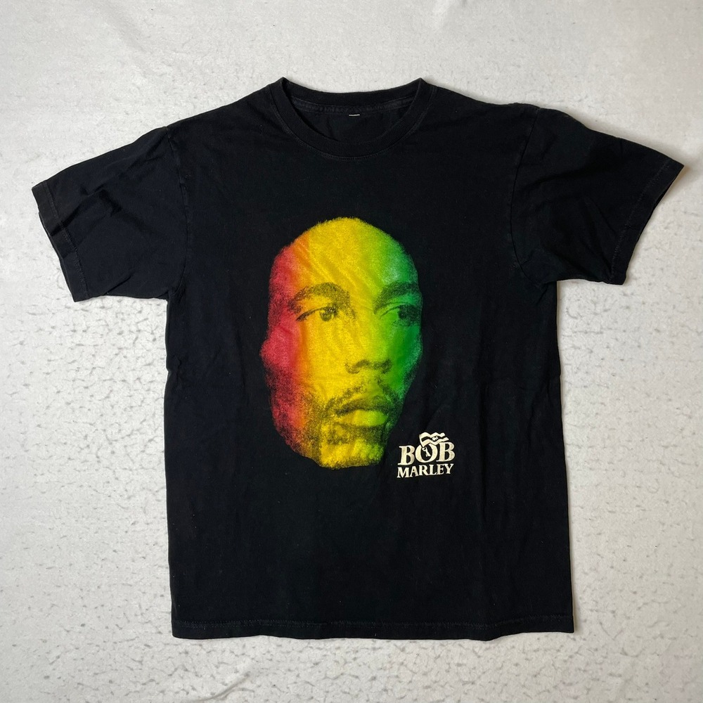 Bob Marley Graphic T-Shirt Mens Black Reggae‎ Music Rastafari Portrait